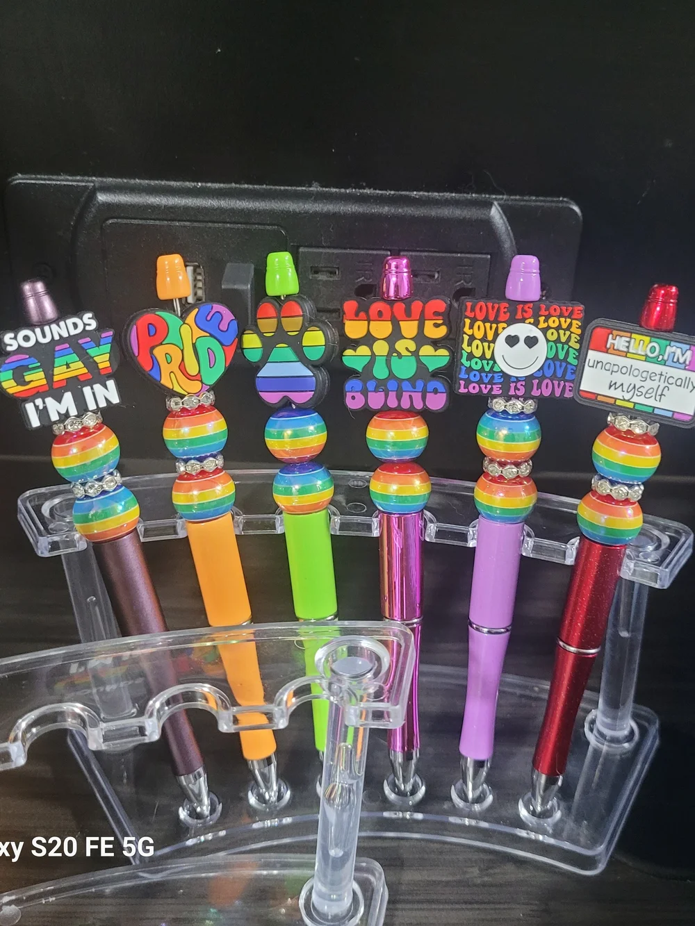 Handmade Rainbow Pride Beaded Pens